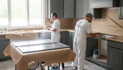 Professional cabinet painting and refinishing in Austin, TX kitchen by expert house painters