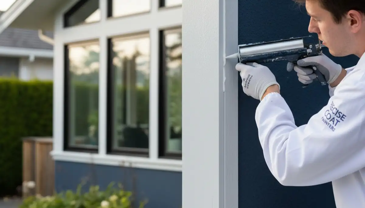 Professional caulking and sealing on Austin TX home exterior by expert house painters
