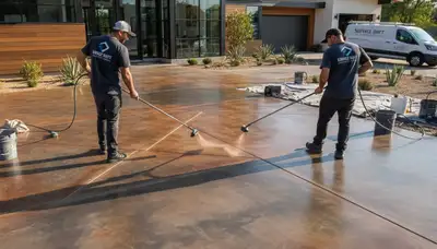 Professional concrete staining on patio in Austin, TX for durable outdoor floor protection