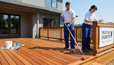 Professional deck staining on a wooden patio in Austin, TX for durable sun and moisture protection