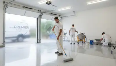 Epoxy floor coating for garage in Austin, TX providing durable, glossy protection against wear and moisture