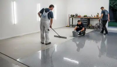 Epoxy floor coating application in an Austin TX garage for durable, professional concrete protection