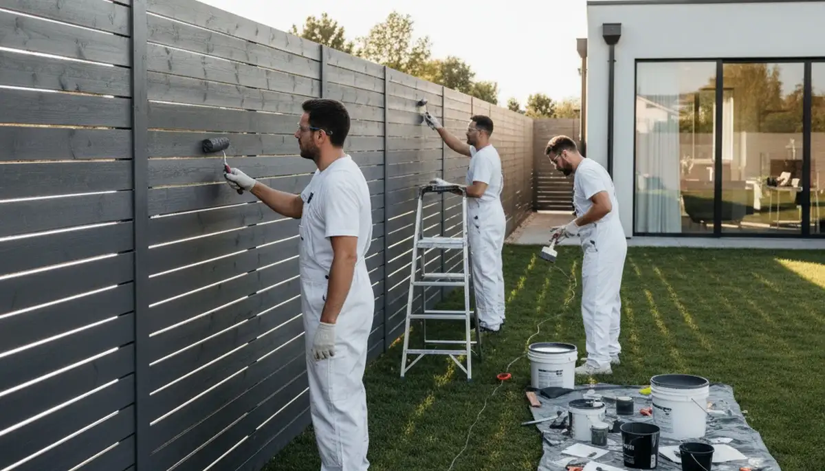 Professional fence painting in Austin TX showcasing durable exterior finish by expert painters