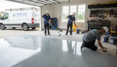 Professional epoxy garage floor coating in Austin, TX with durable, glossy finish for residential use