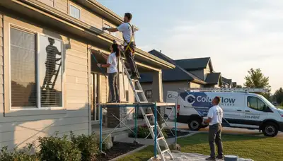 Professional gutter painting on Austin, TX home exterior by local house painters