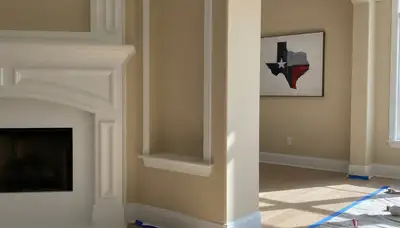 Professional interior trim painting in Austin, TX showcasing clean lines and detailed home craftsmanship