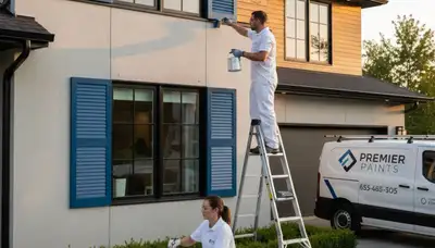 Professional shutter painting and refinishing on Austin, TX home exterior for lasting curb appeal