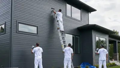Professional siding painting on Austin TX home exterior by expert local house painters