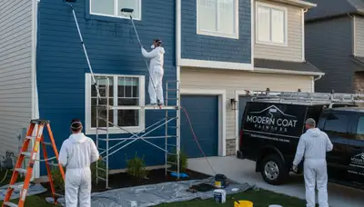 Professional siding painting on Austin, TX home with durable exterior finish by local house painters