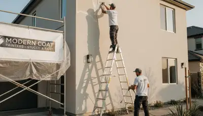 Professional stucco repair and exterior painting on Austin, TX home for smooth, durable finish