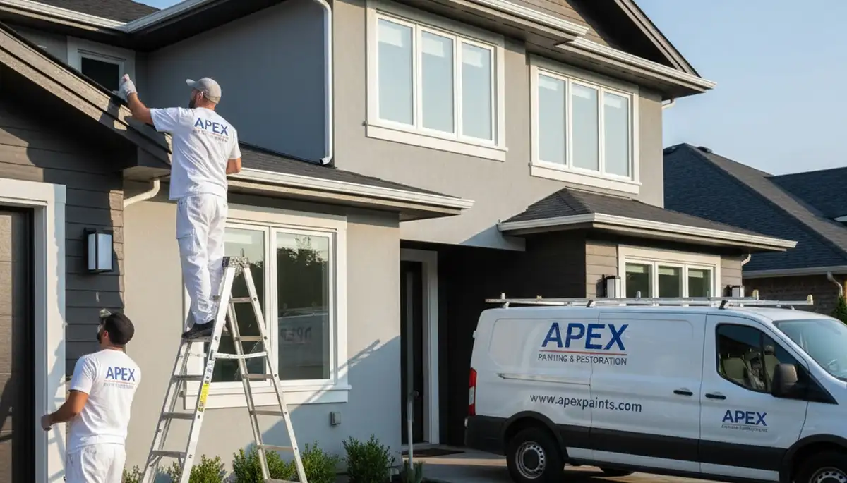 Professional trim and fascia painting on Austin, TX home exterior by expert house painters