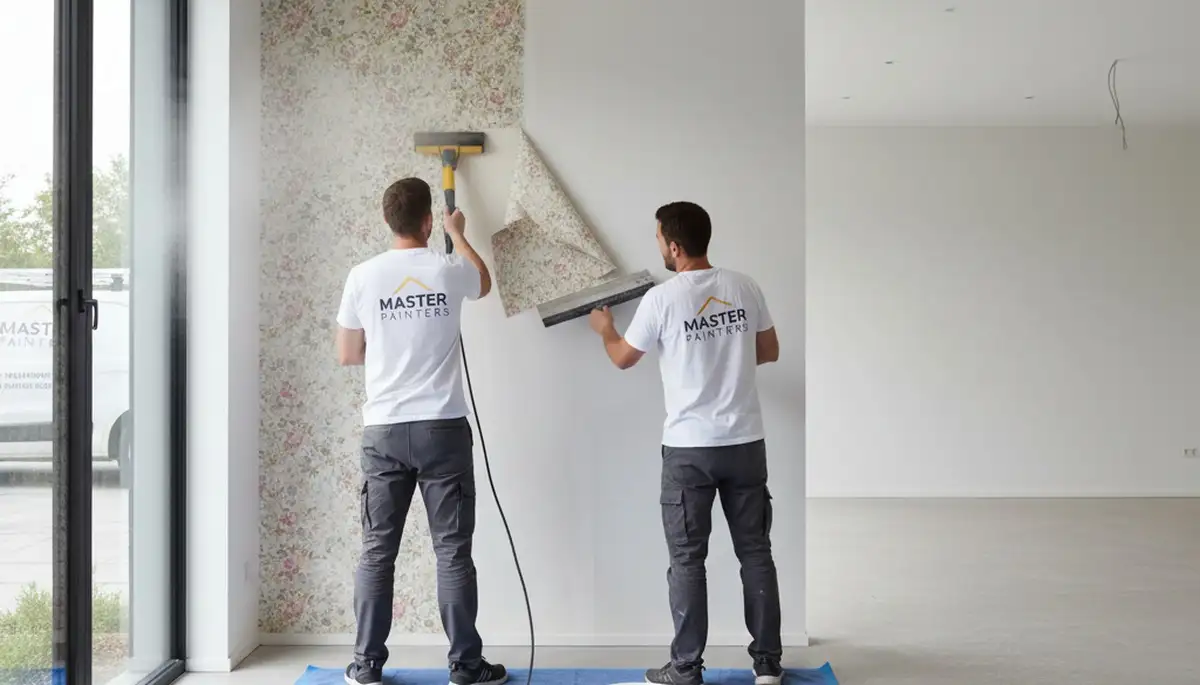 Professional wallpaper removal service preparing interior walls in Austin, TX home